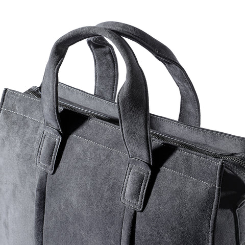 Premium Handcrafted Alcantara Briefcase Tote Bag, Classic Top Handle Design, Sleek Gray Tone, Fits 15.6'' Laptop for Business & Travel