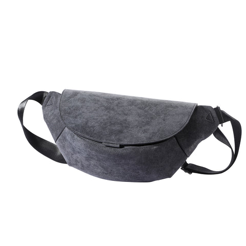 ALTRAALMA Genuine Alcantara Men Crossbody Fanny Pack, Flap Waist Sling Bag for Daily Travel