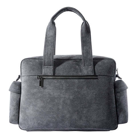 Genuine Alcantara Laptop Briefcase, 14 Inch Business Handbag, Detachable Strap Crossbody Messenger Bag Black