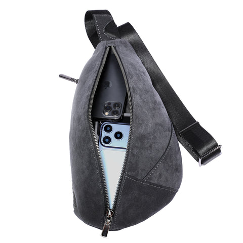 ALTRAALMA Genuine Alcantara Men Sling Bag, Crossbody Waist Fanny Pack for Daily Travel