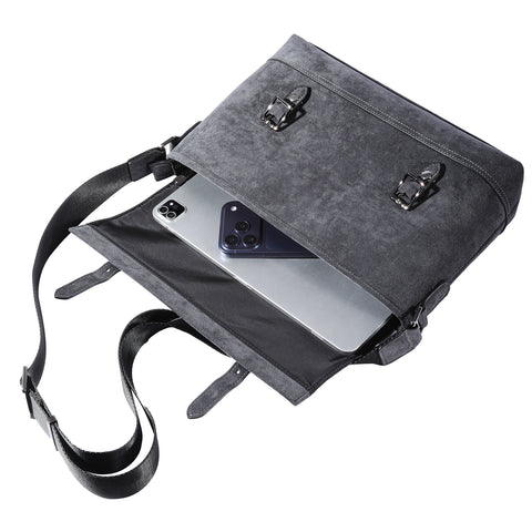 Premium Alcantara Crossbody Bag, Luxury Business Messenger Bag, Anti-Scratch Durable Sling Shoulder Purse, Versatile for Office Work Travel Daily Casual (Black)