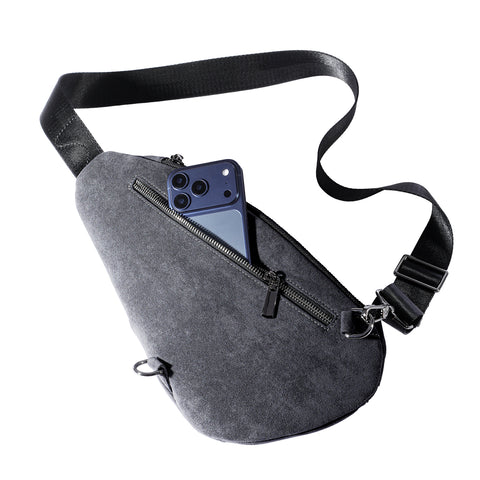 ALTRAALMA Genuine Alcantara Men Sling Bag, Crossbody Waist Fanny Pack for Daily Travel