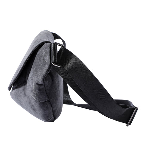 ALTRAALMA Genuine Alcantara Men Crossbody Fanny Pack, Flap Waist Sling Bag for Daily Travel