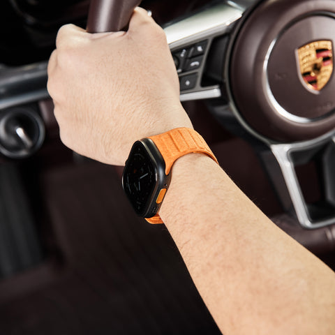 Alcantara Apple Watch Magnetic Bands Version 2 (Orange)