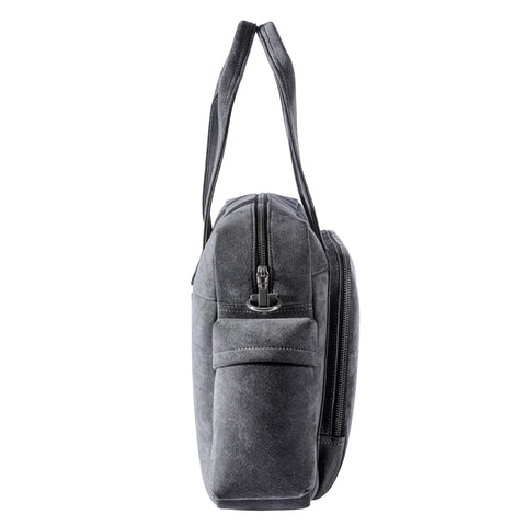 Genuine Alcantara Laptop Briefcase, 14 Inch Business Handbag, Detachable Strap Crossbody Messenger Bag Black