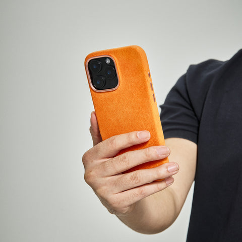 Alcantara Full-Wrap iPhone Case (Orange)