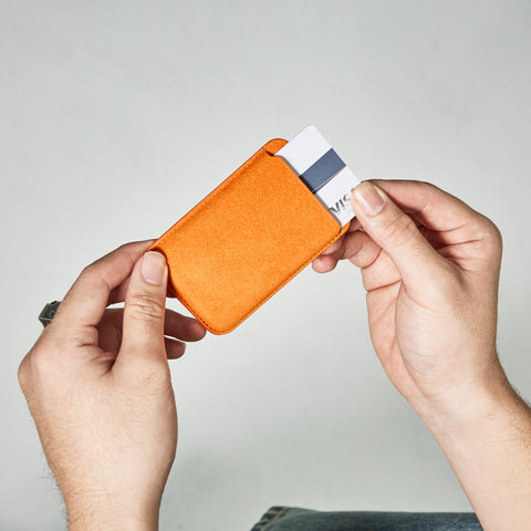 Alcantara MagSafe Phone Cardholder (Orange)