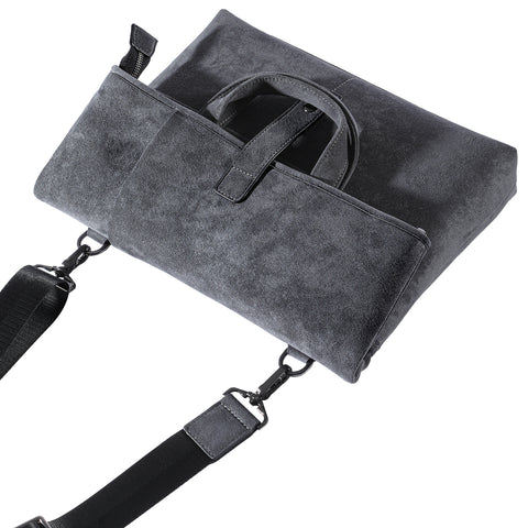 Alcantara 3-in-1 Convertible Crossbody Bag | Minimalist Business Casual Multiway Backpack & Briefcase