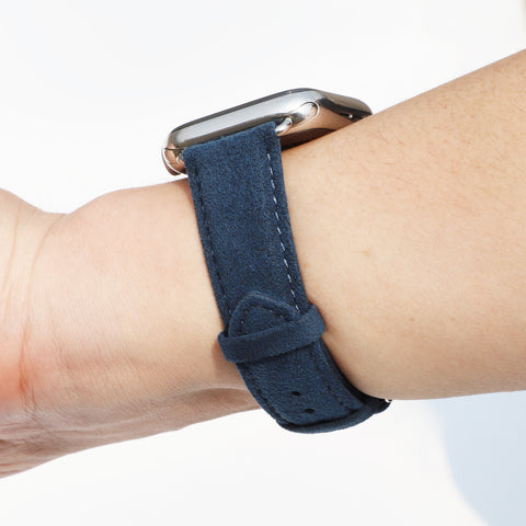 Alcantara Apple Watch Buckle Bands (Navy Blue)