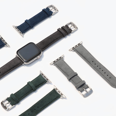 Alcantara Apple Watch Buckle Bands (Navy Blue)