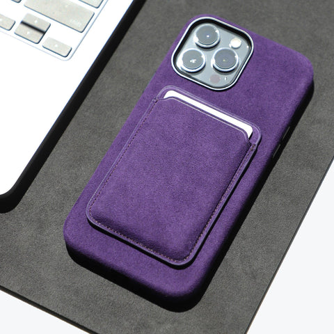 Alcantara MagSafe Phone Cardholder (Indigo) - ALMA