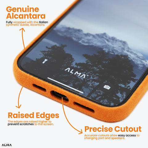 Alcantara Full-Wrap iPhone Case (Orange)