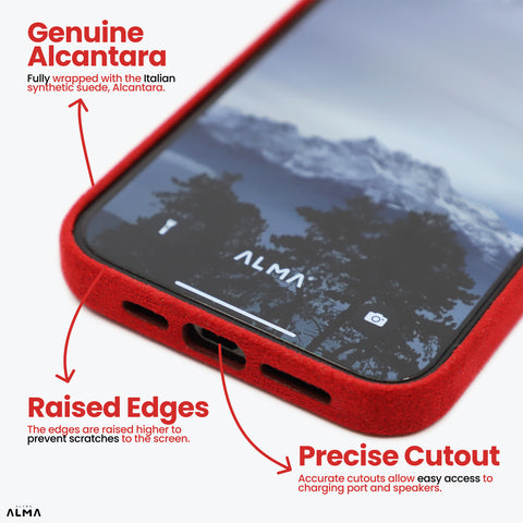 Alcantara Full-Wrap iPhone Case (Red)