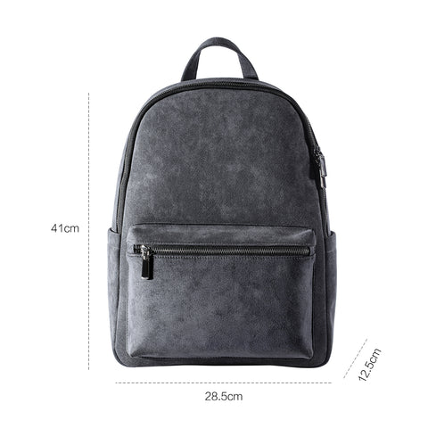 ALTRAALMA Genuine Alcantara Backpack, Minimal Gray Laptop Daypack for Men Daily Work Travel