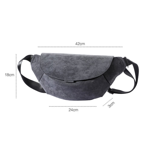 ALTRAALMA Genuine Alcantara Men Crossbody Fanny Pack, Flap Waist Sling Bag for Daily Travel