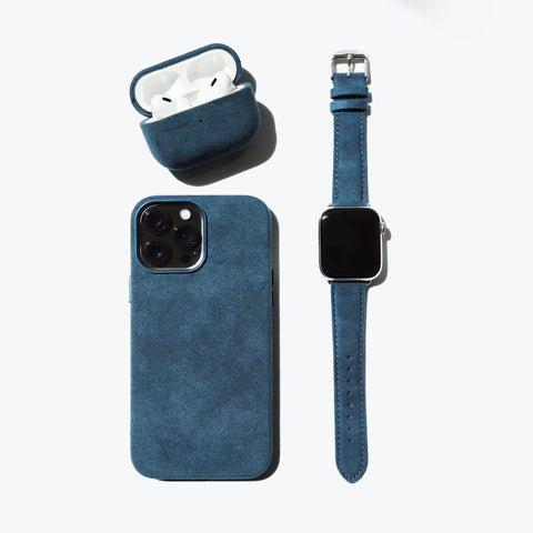 Alcantara Apple Watch Buckle Bands (Navy Blue)